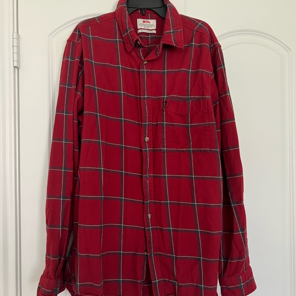 Woolrich Men's Red and Green Plaid Shirt